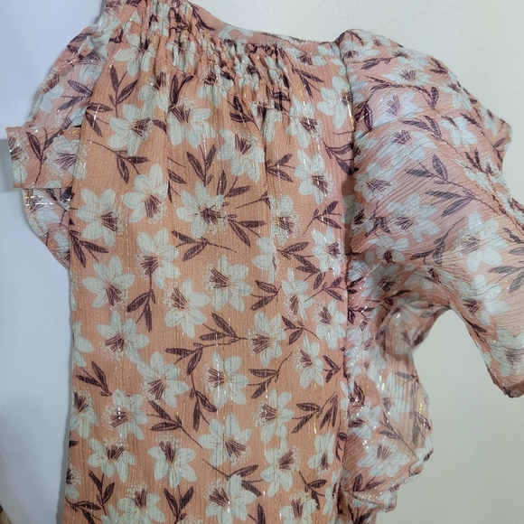 Rebecca Taylor Women's Sleeveless Floral Ruffle Mini Dress Size 2 - Picture 4 of 7